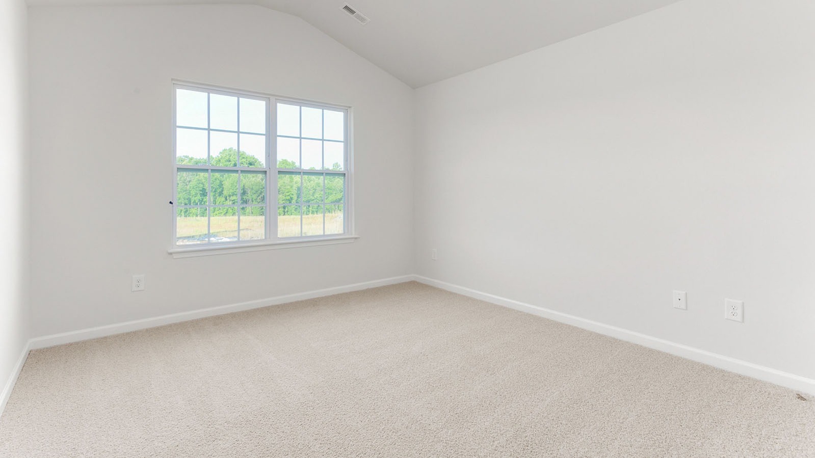 inside primary bedroom with carpet flooring and window view