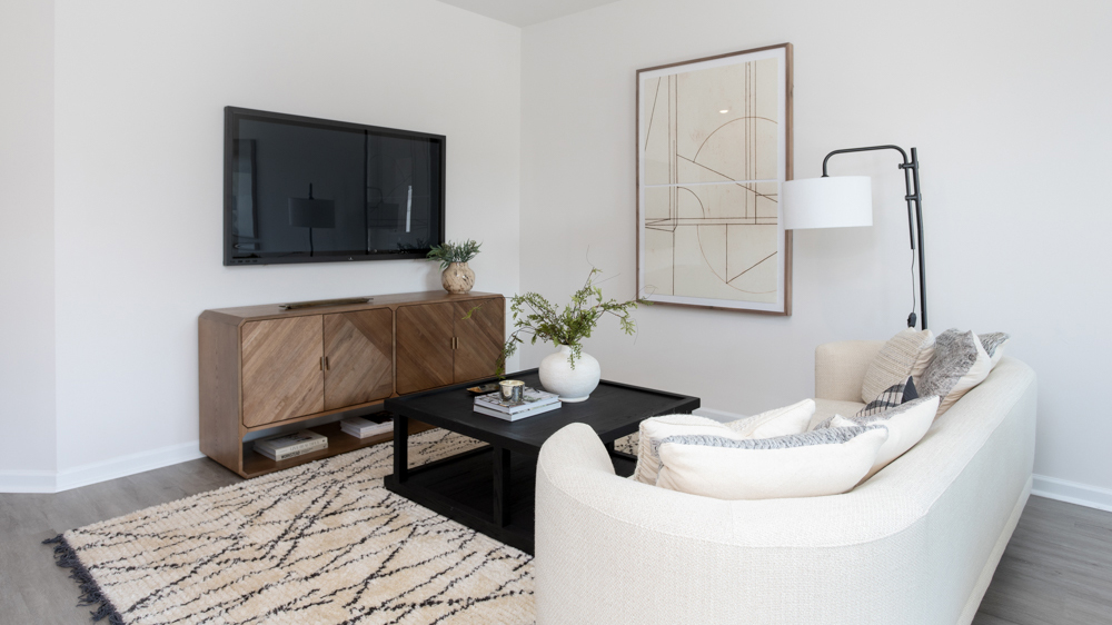 open concept living and dining area