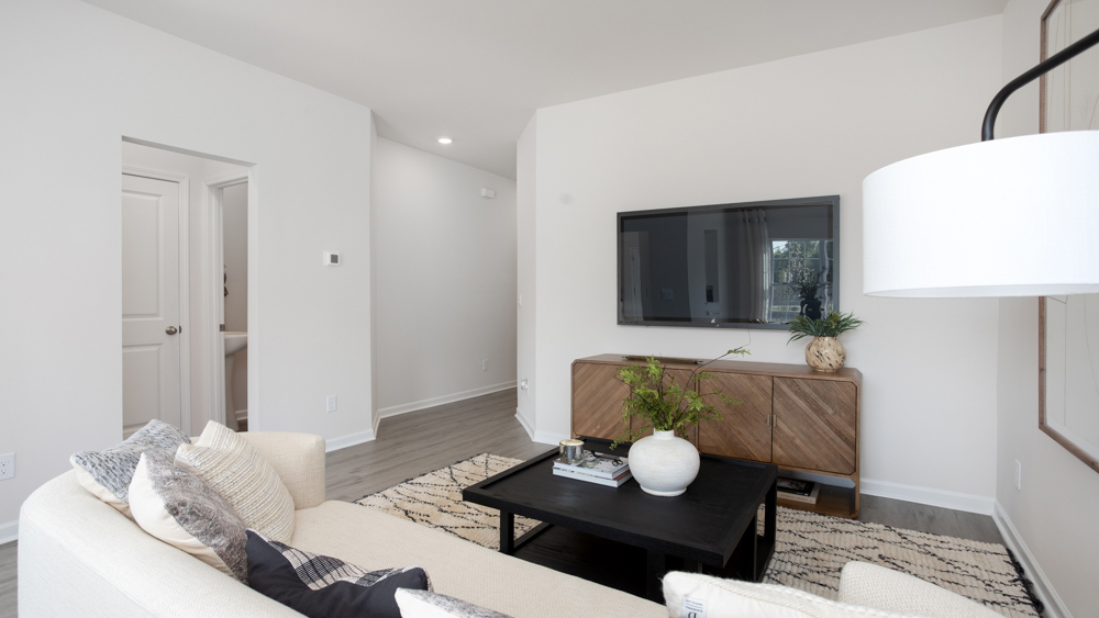 open concept living and dining area