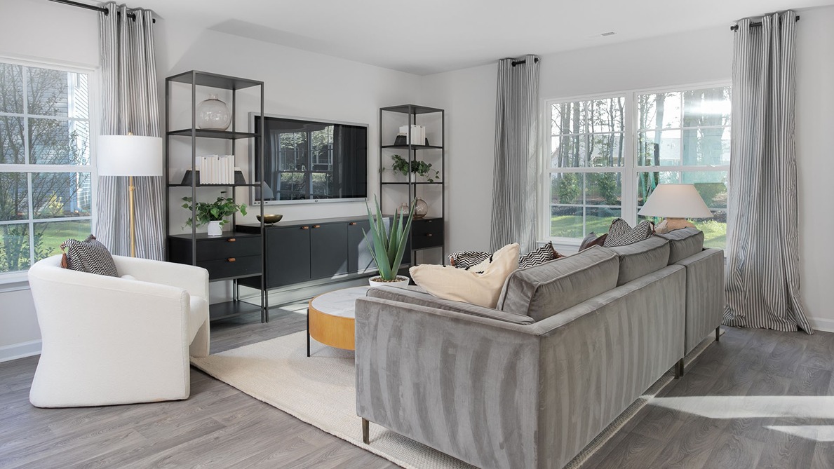 living room with windows