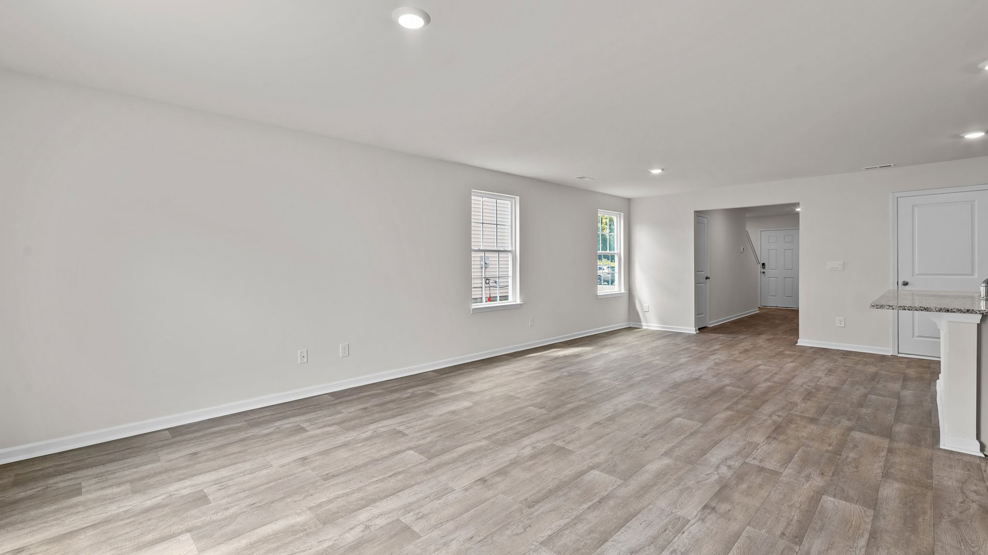 living room with windows