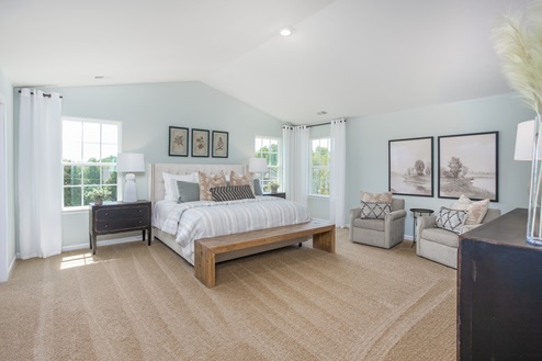 bedroom with carpet and natural light