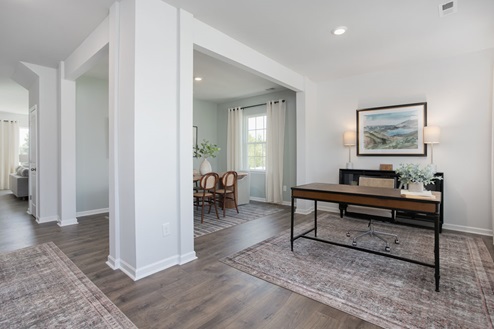Office with revwood floors