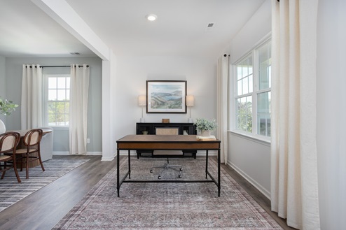 Office with revwood floors