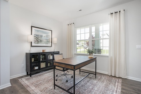 Office with revwood floors