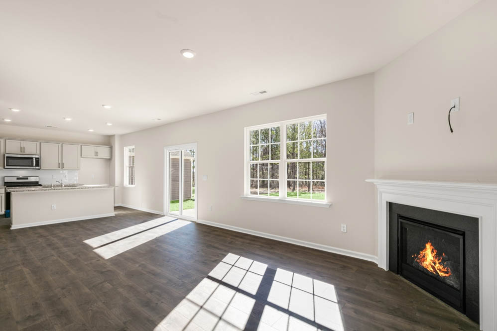 living room with revwood floors and natural light
