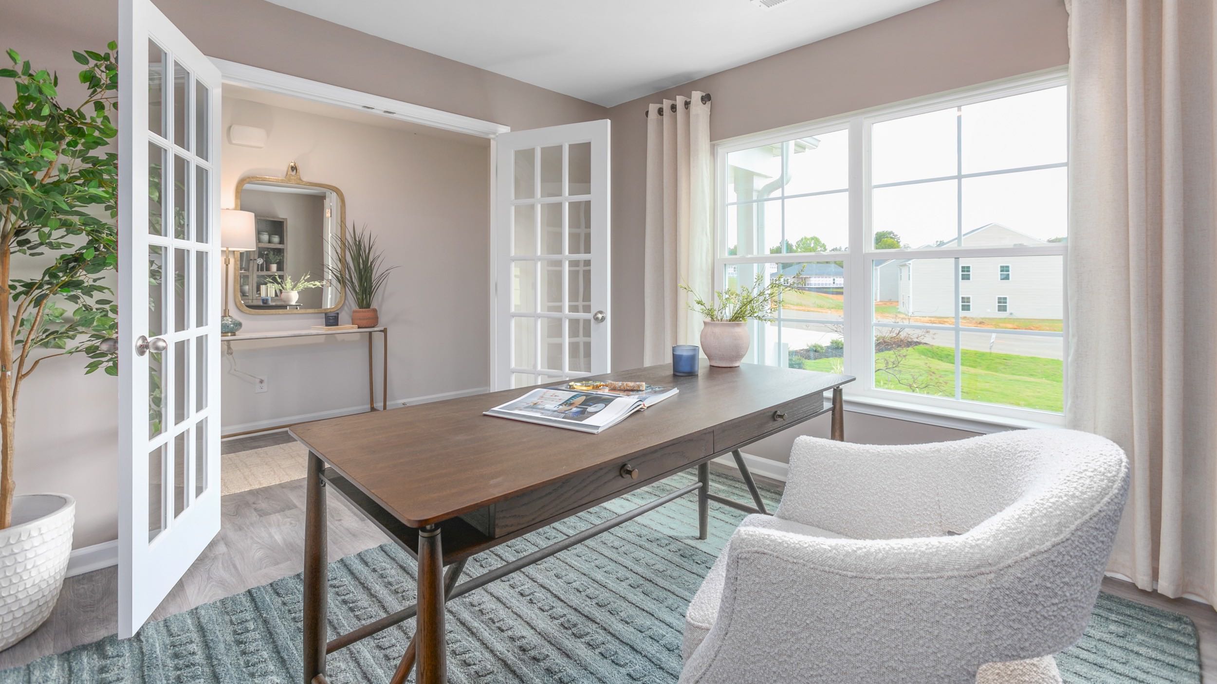 flex room with french doors