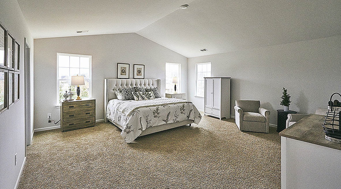 Bedroom with carpet and natural light