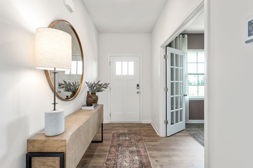 Front door with revwood floors