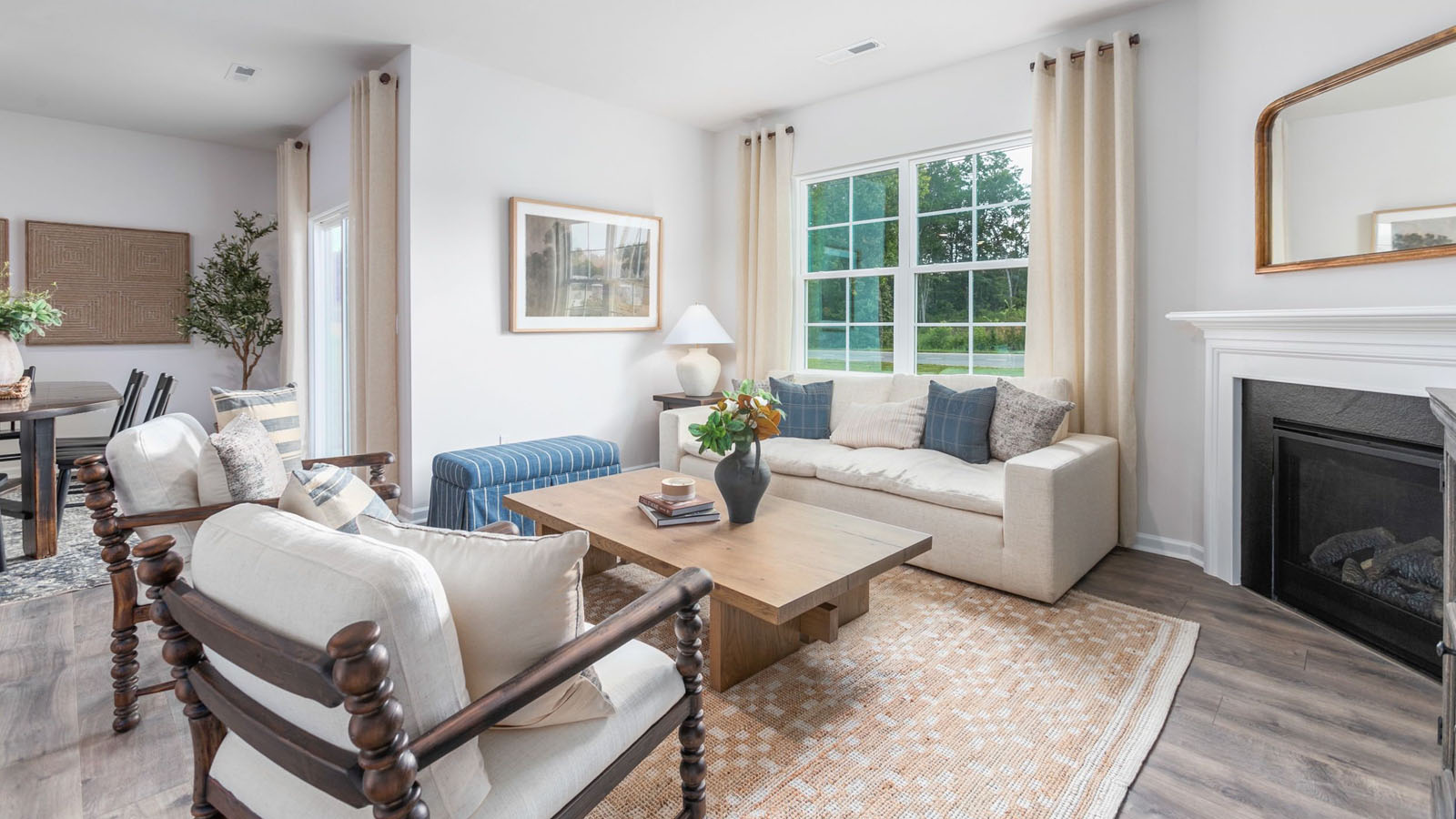 living area with window view