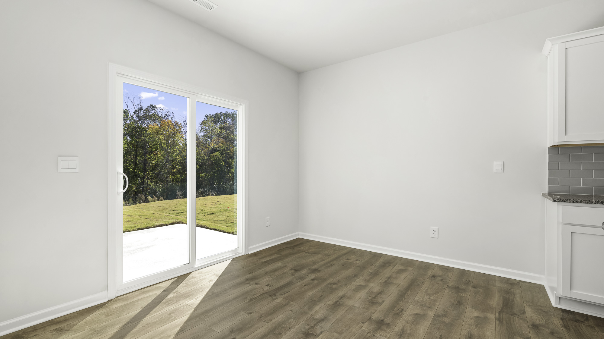 dining area with patio view