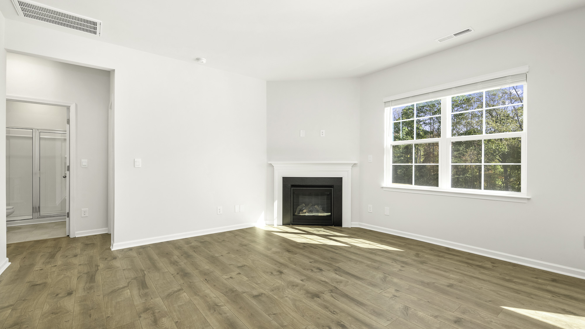 living area with fire place