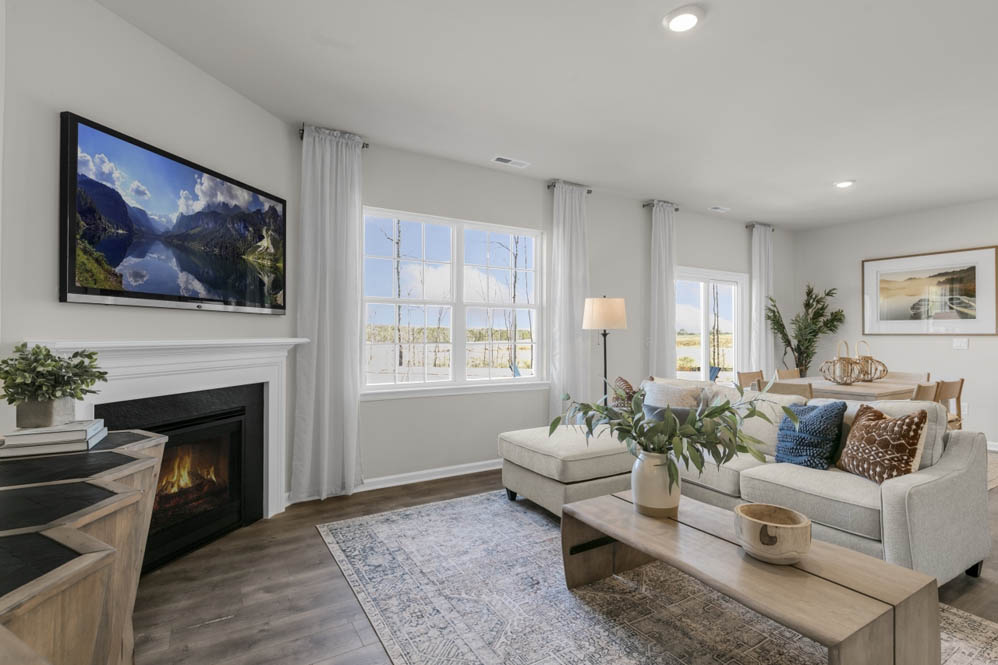 living room with revwood floors and natural light