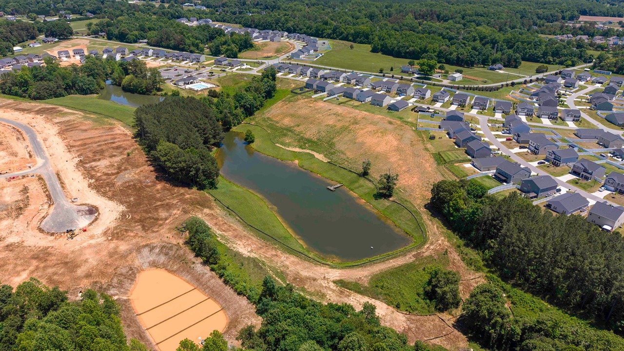 pond and home
