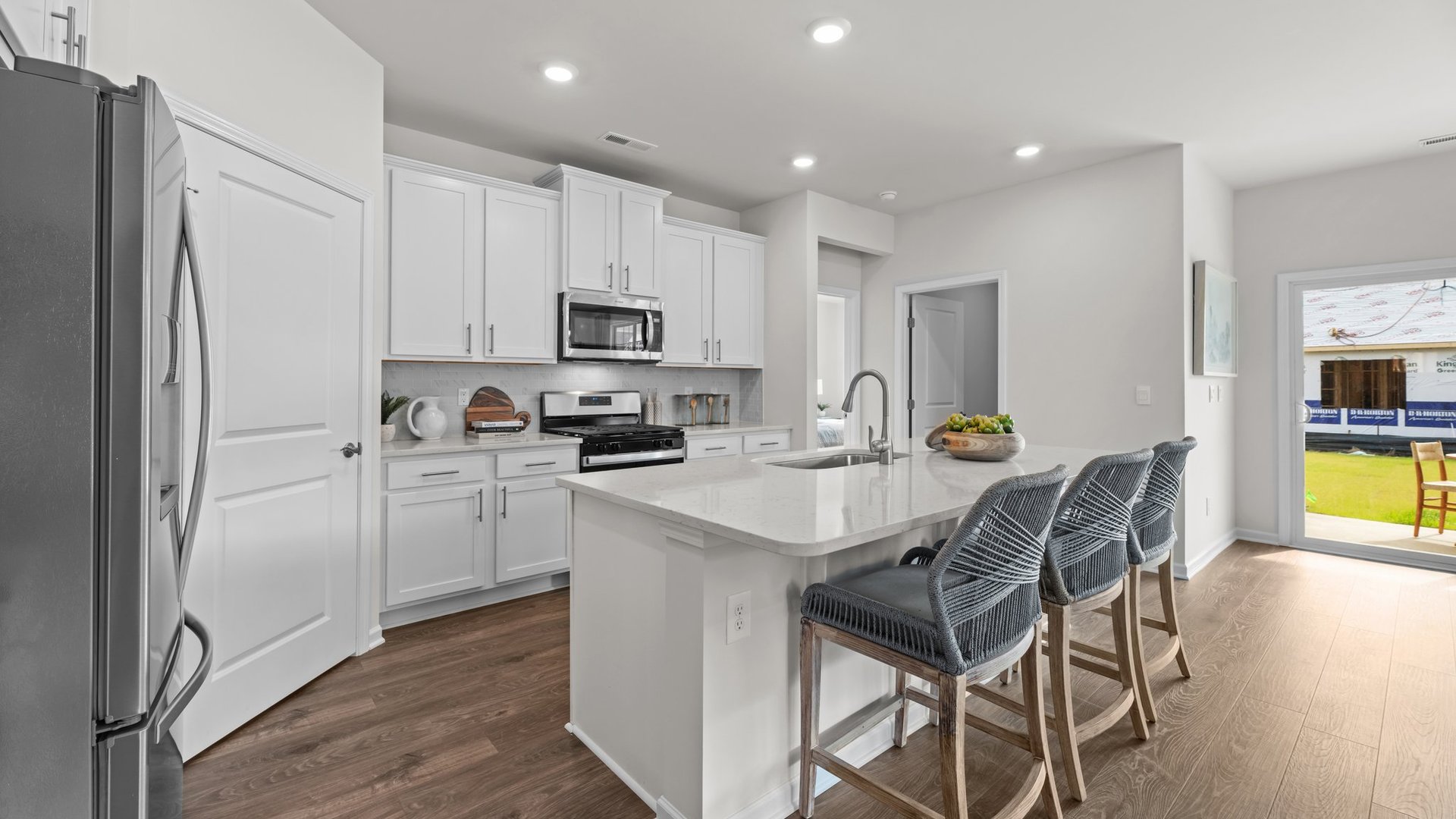 kitchen with white cabinets