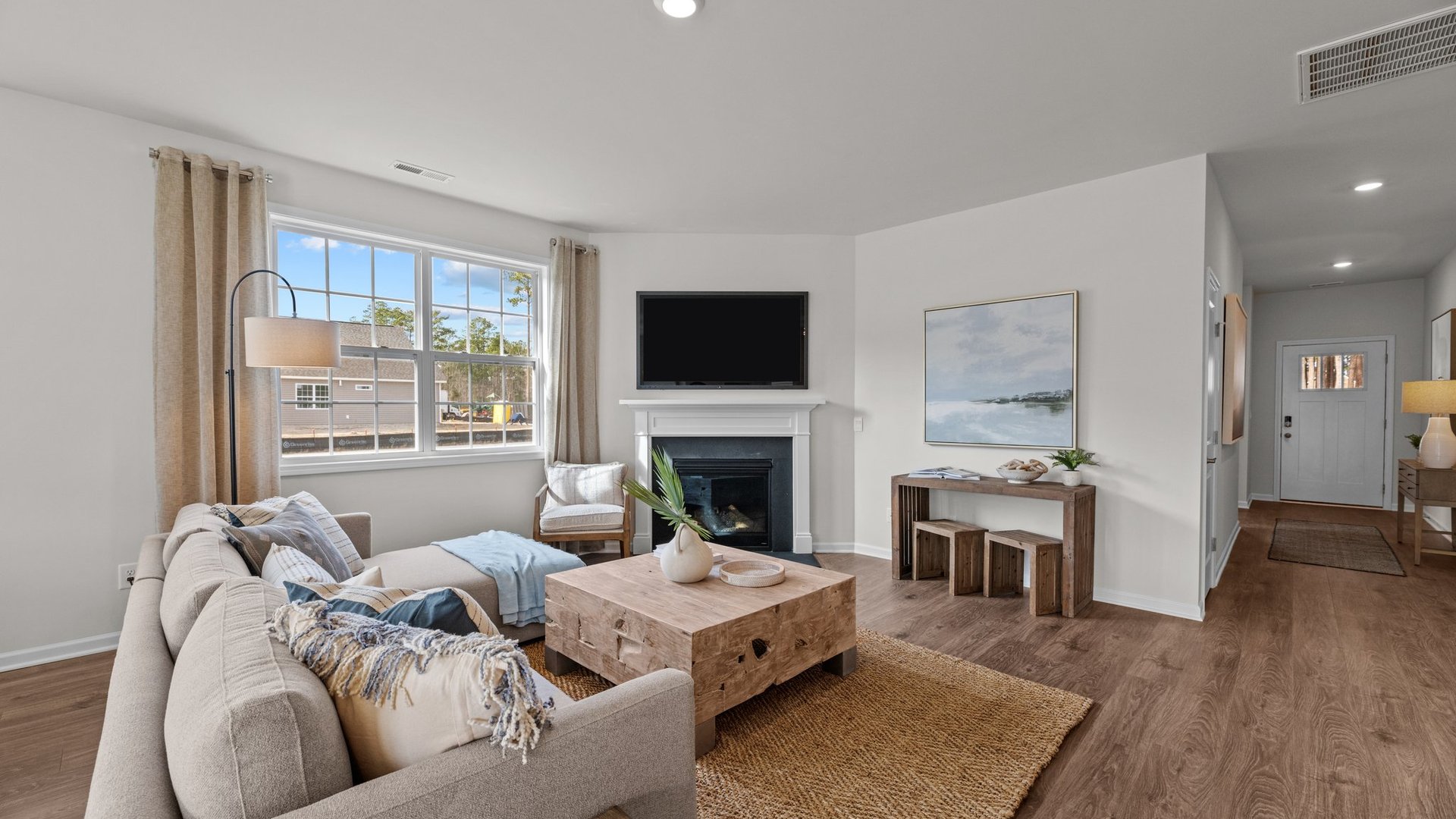 living room with fireplace