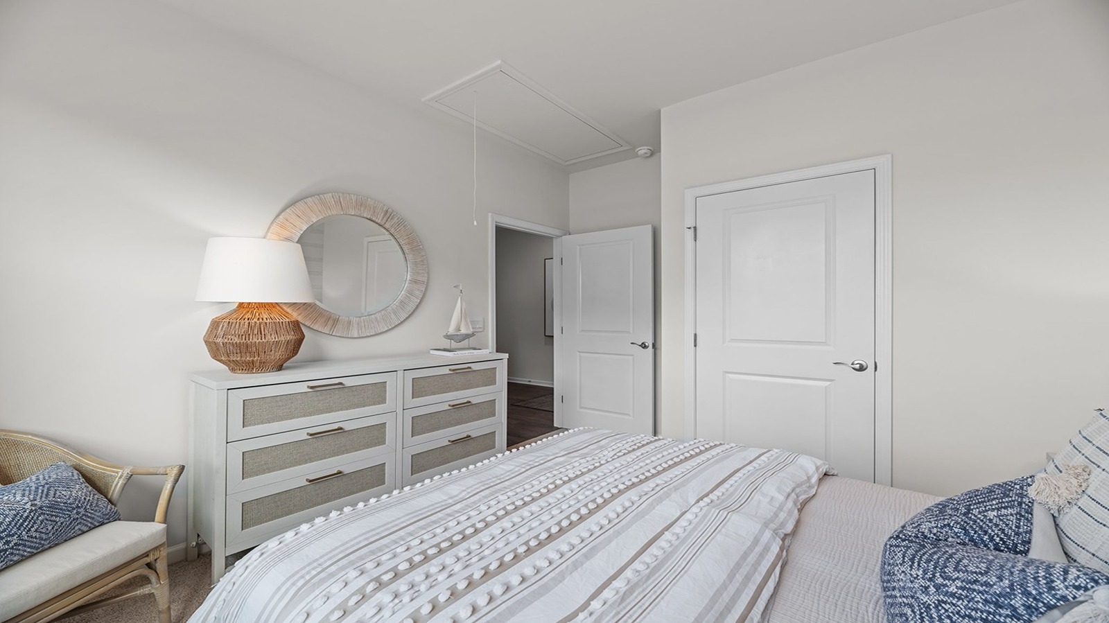bedroom with double window and carpet flooring