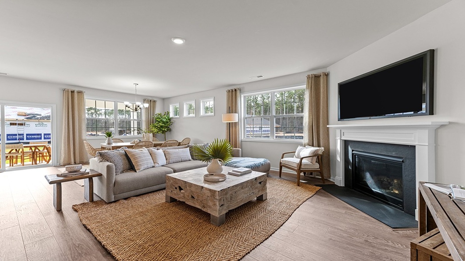 living area with double window