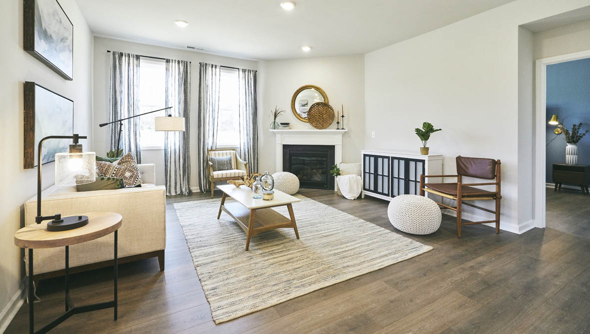 living room with revwood floors and natural light