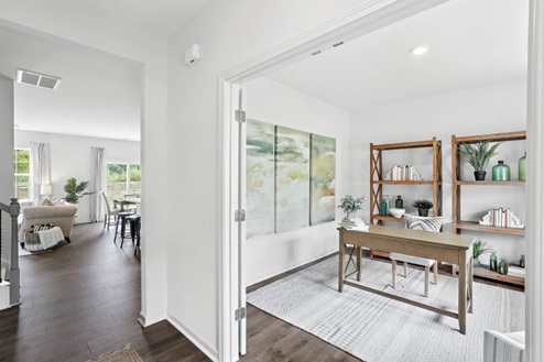 office with revwood floors and french doors