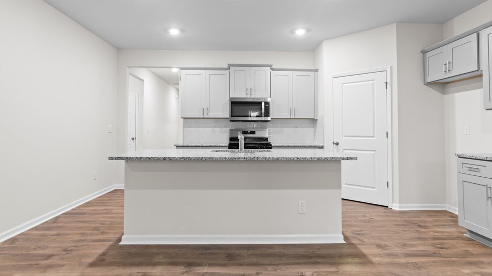 kitchen with an eat in island