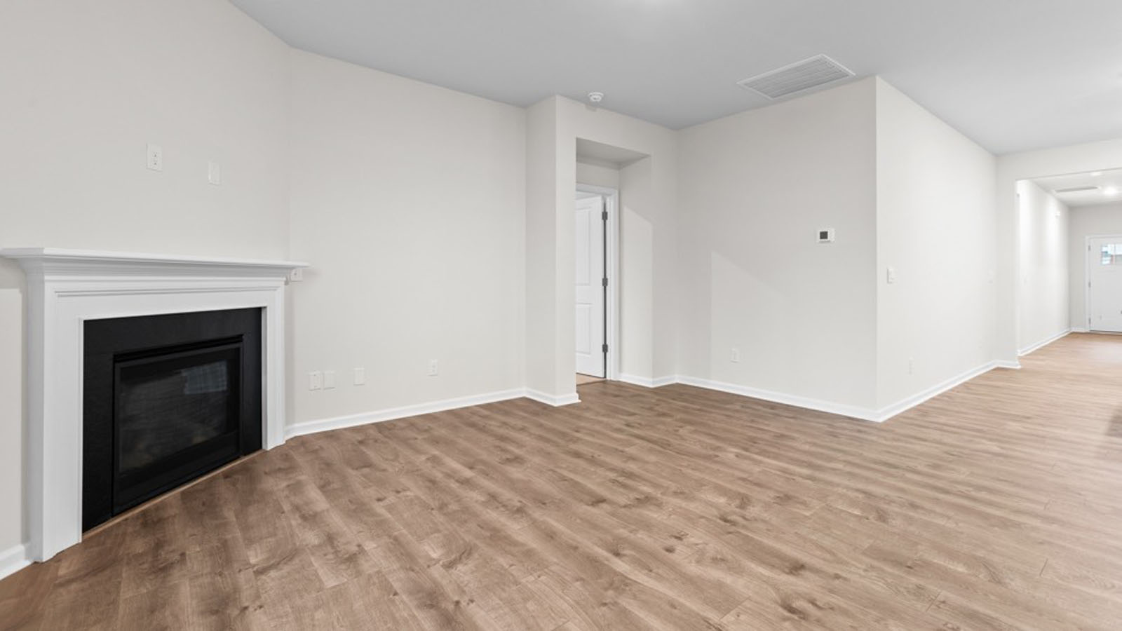 living room with a fire place