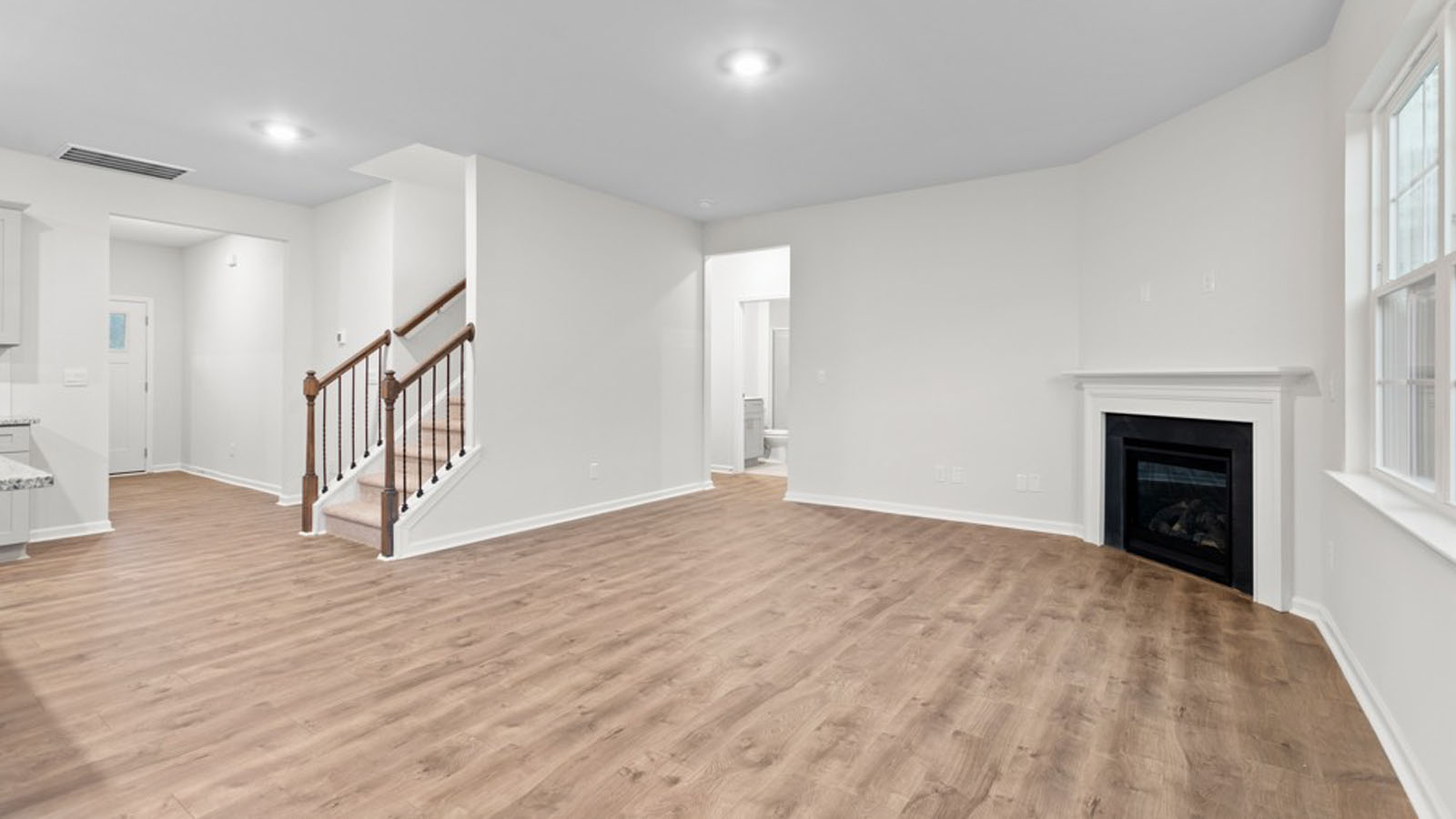 living area with fire place