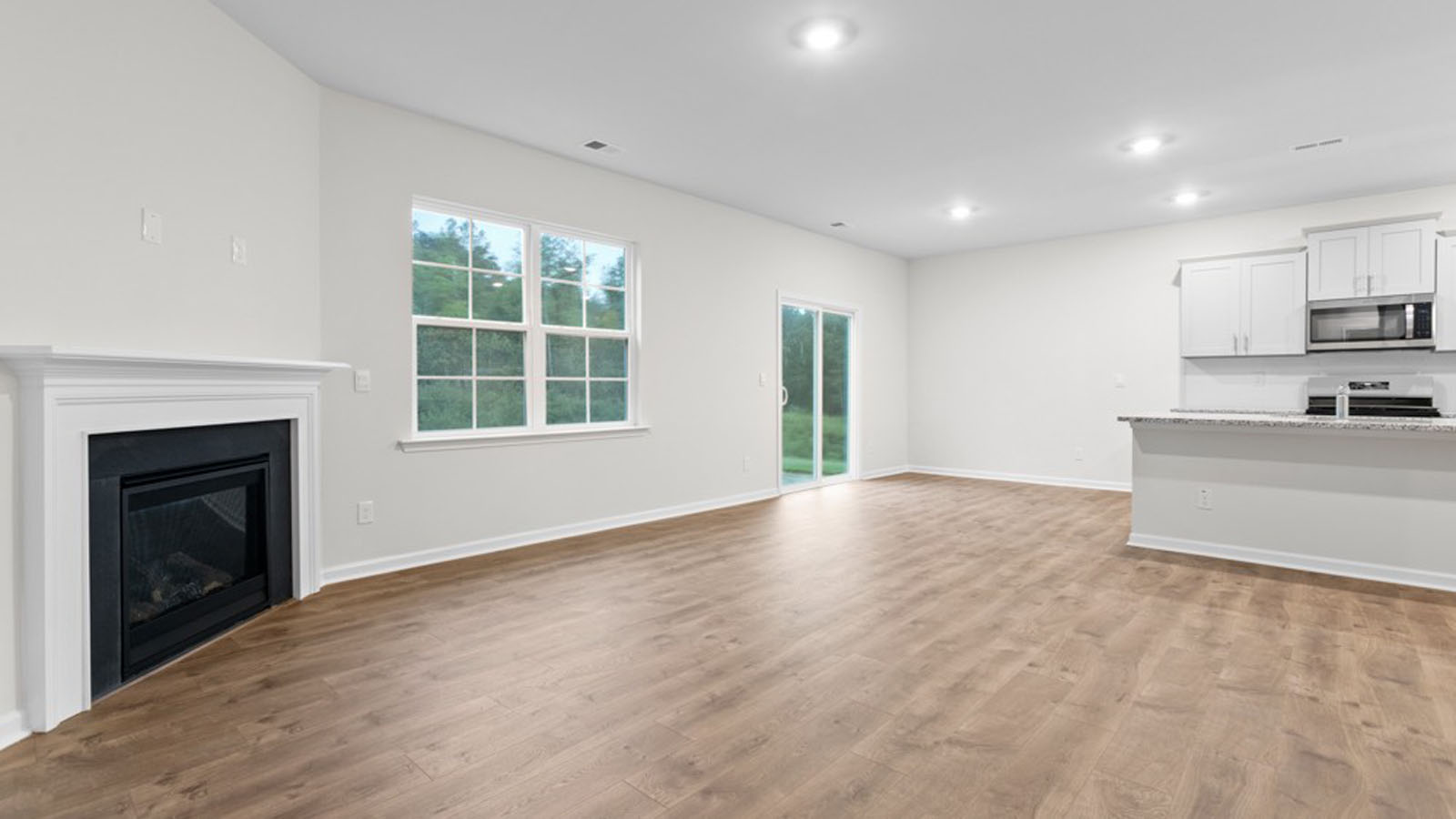living room with fire place