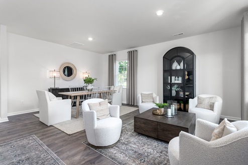 foyer with revwood floors and natural light