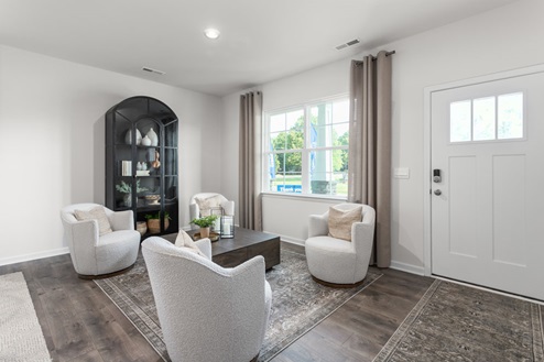 Front door with revwood floors
