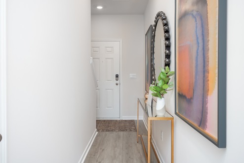 Front door with revwood floors