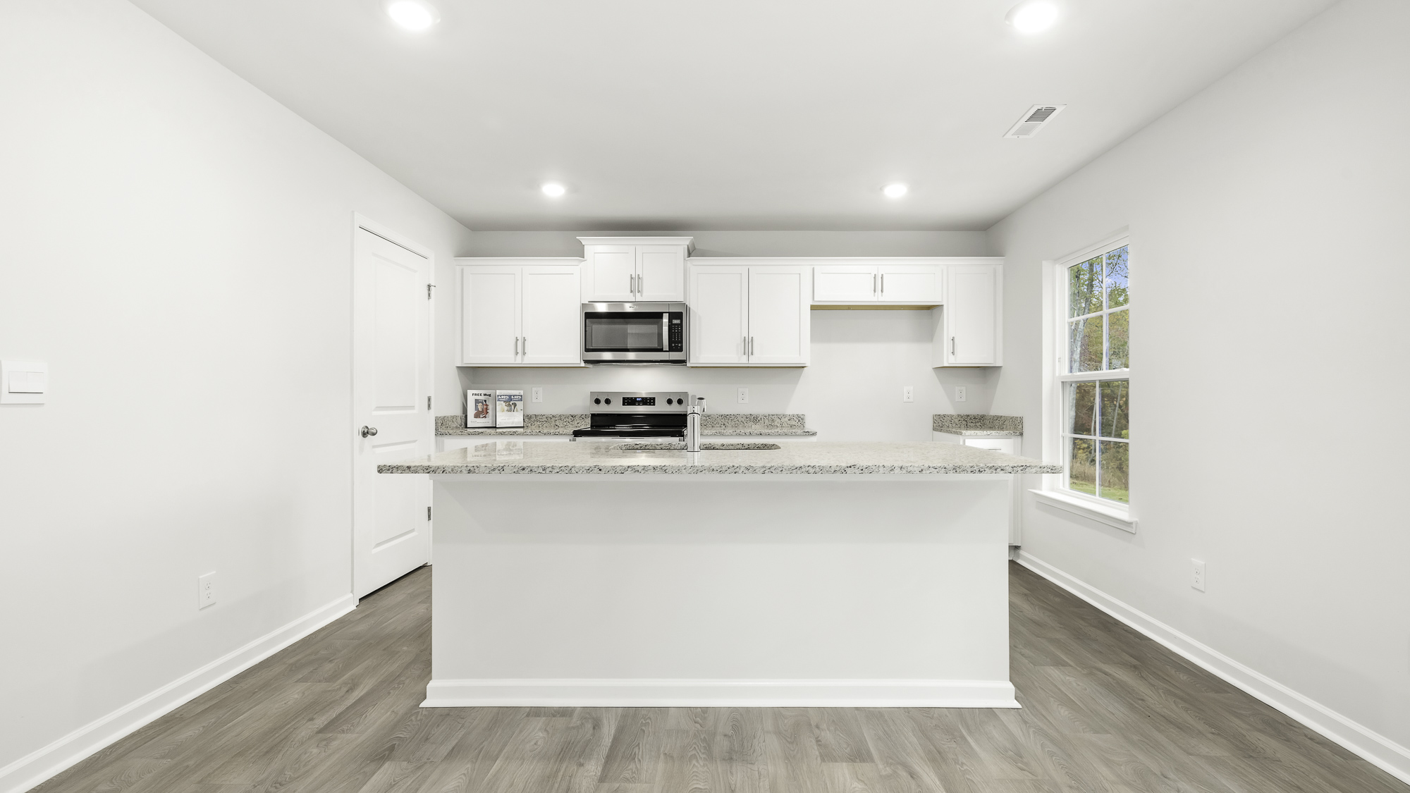 living room with kitchen island