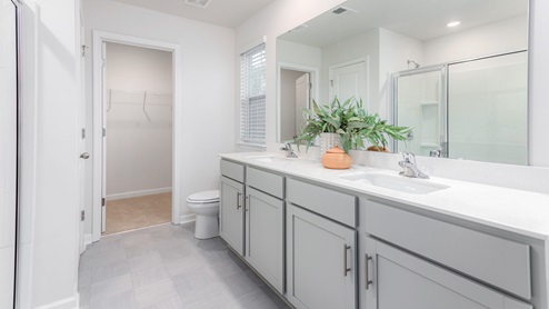 primary bathroom with walk in shower