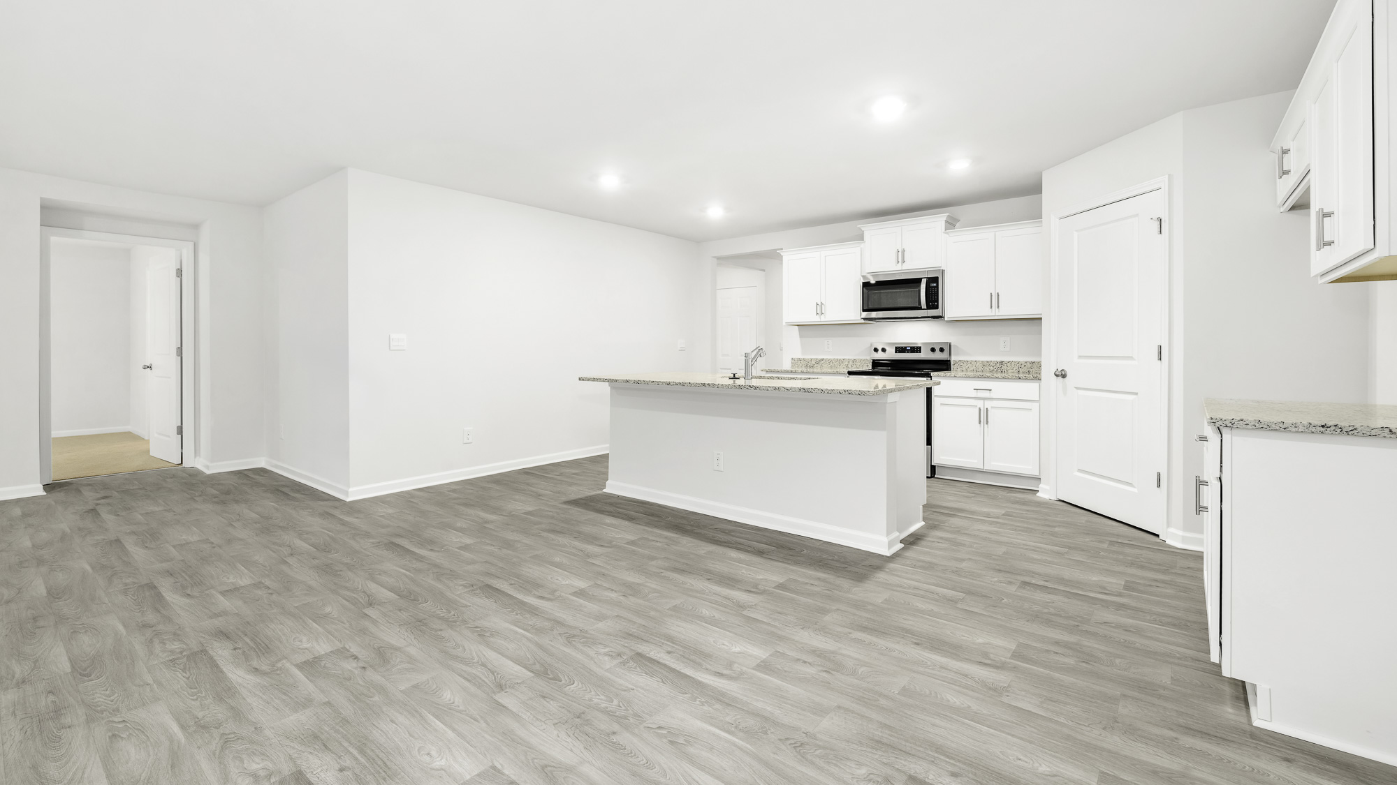 kitchen and living area