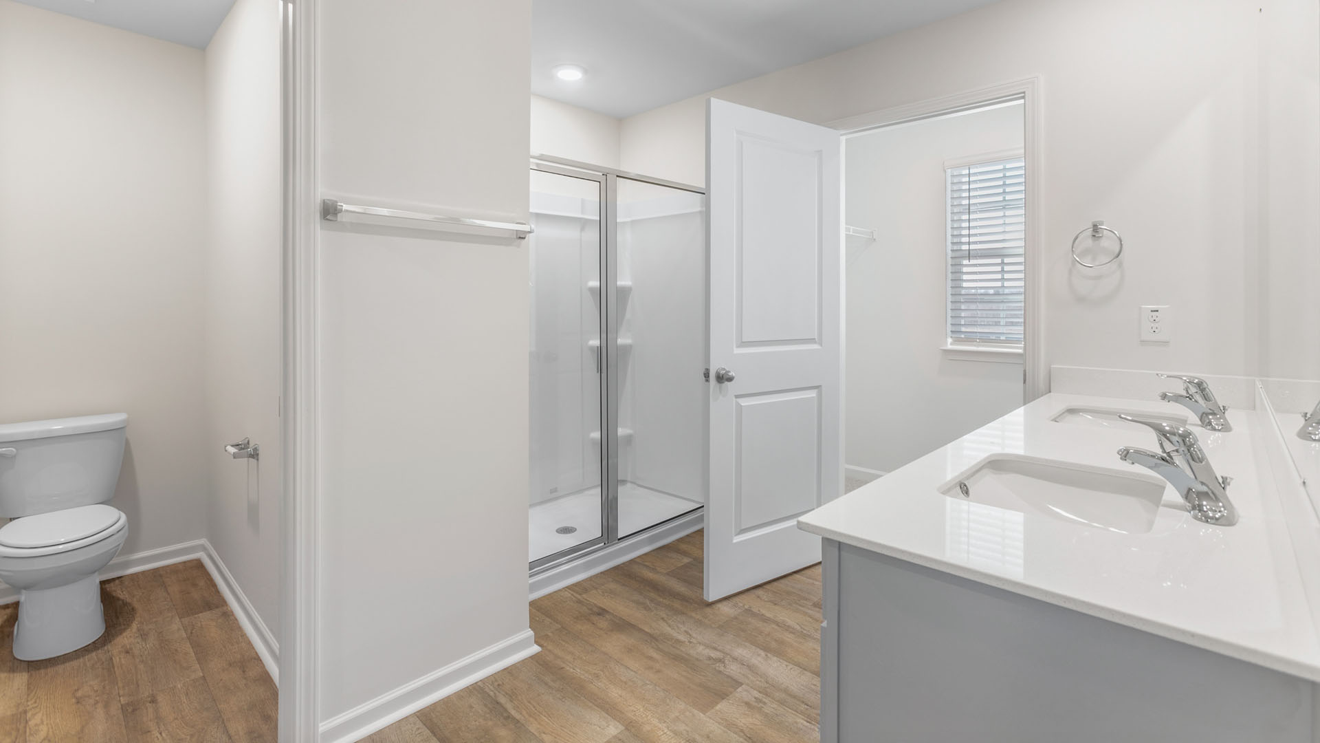 primary bathroom with walk in shower