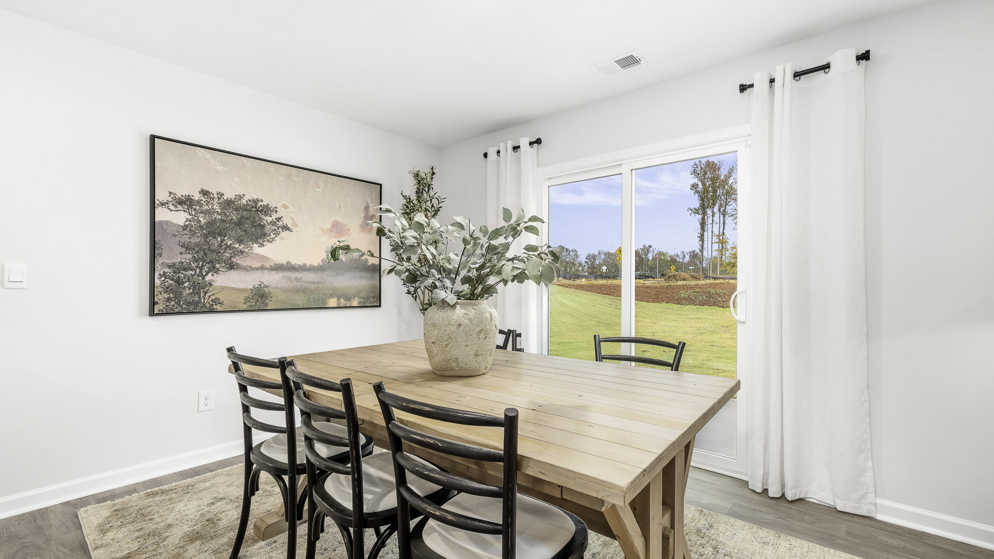 dining area with patio view