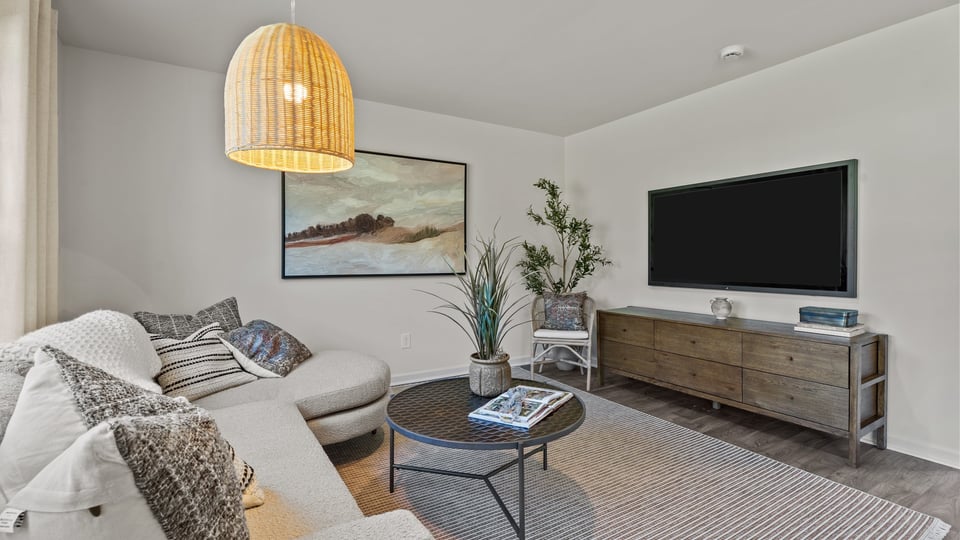 living room with vinyl flooring