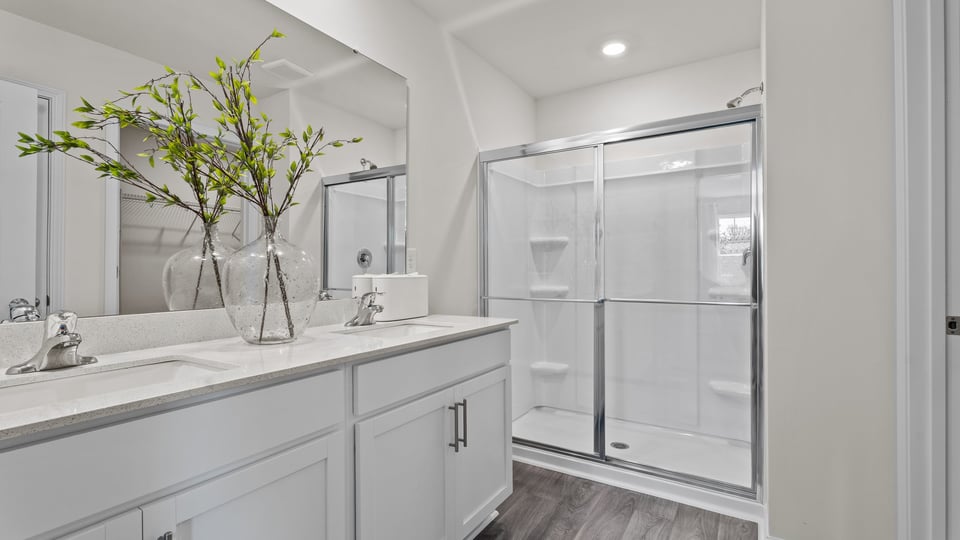 primary bathroom with walk in shower