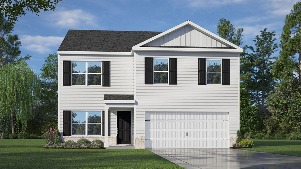 The Belhaven featured at Fiddlers Landing offering a 2 story 2 car garage 4 bedroom 2 full bathroom 1 half bathroom 4 bedroom single family home