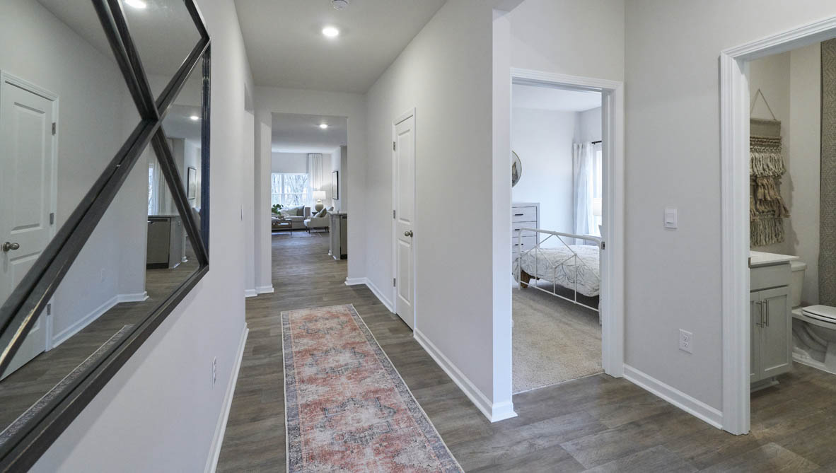 hallway with vinyl floor