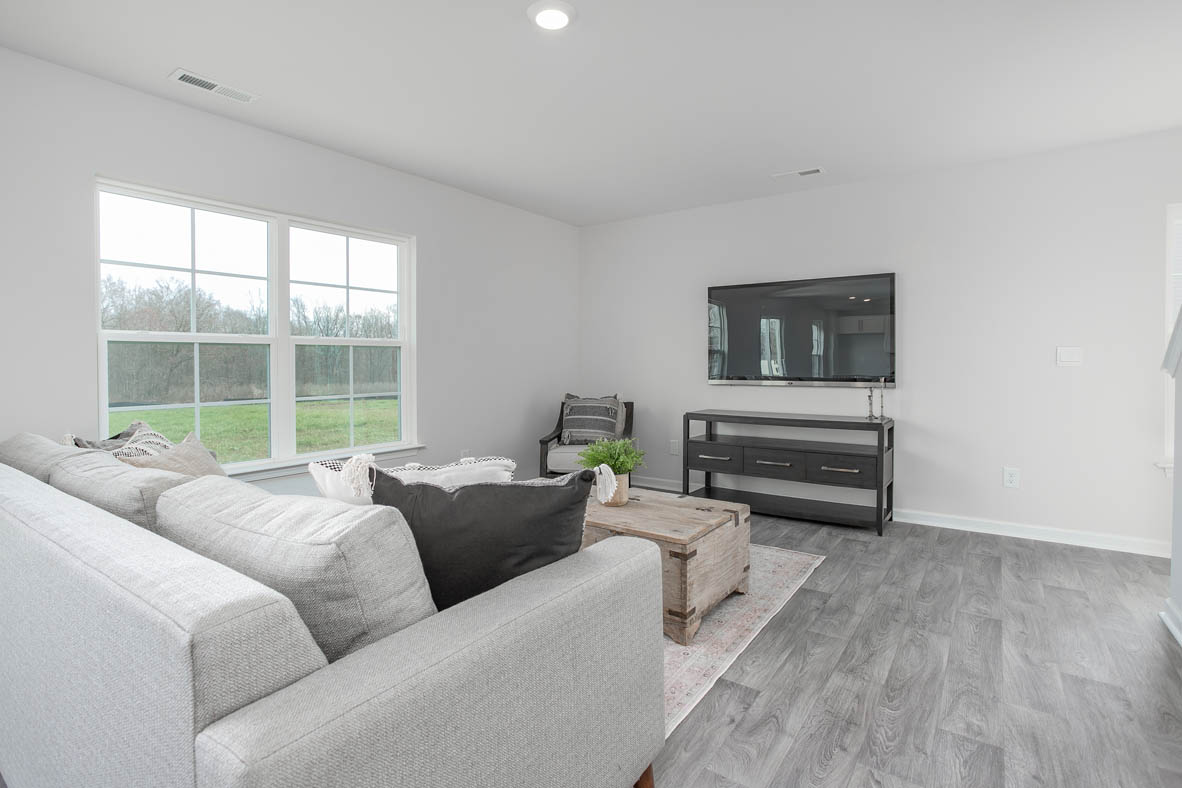 living room with vinyl floor and natural light