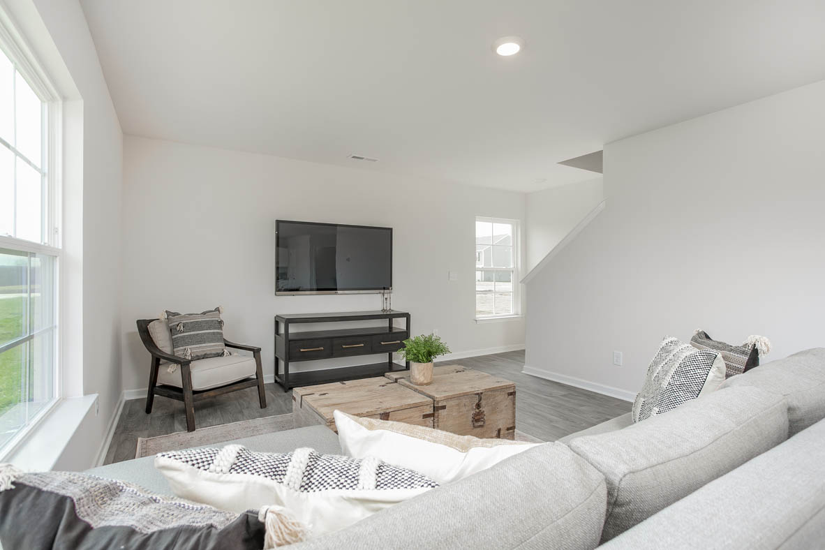 living room with vinyl floor and natural light