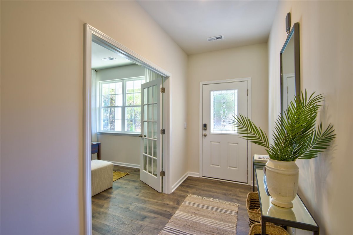Front door with vinyl floor