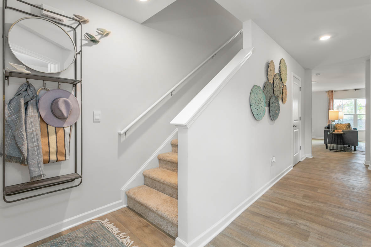 hallway with vinyl floor