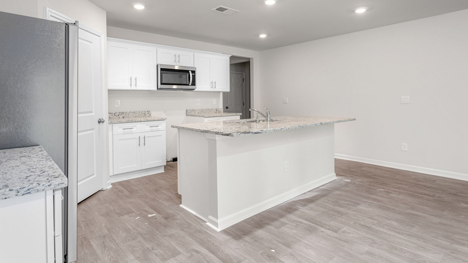 kitchen with white cabinets