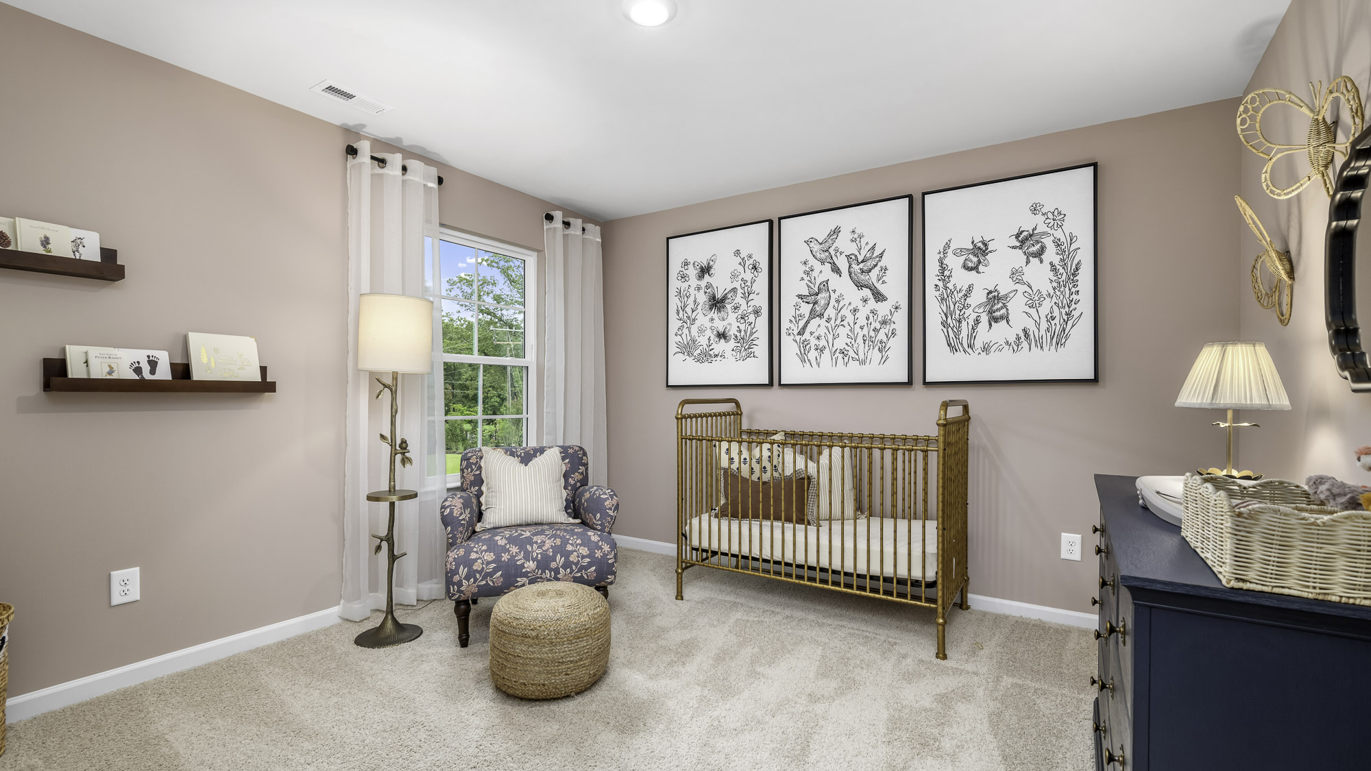 bedroom set up as a nursery