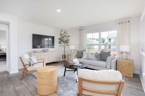 living room with vinyl floors and natural light