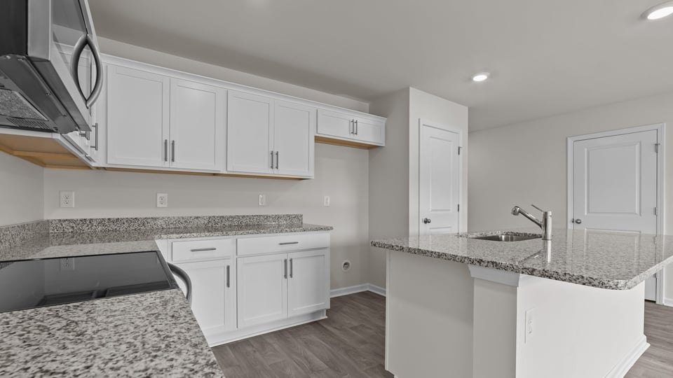 kitchen with white cabinets