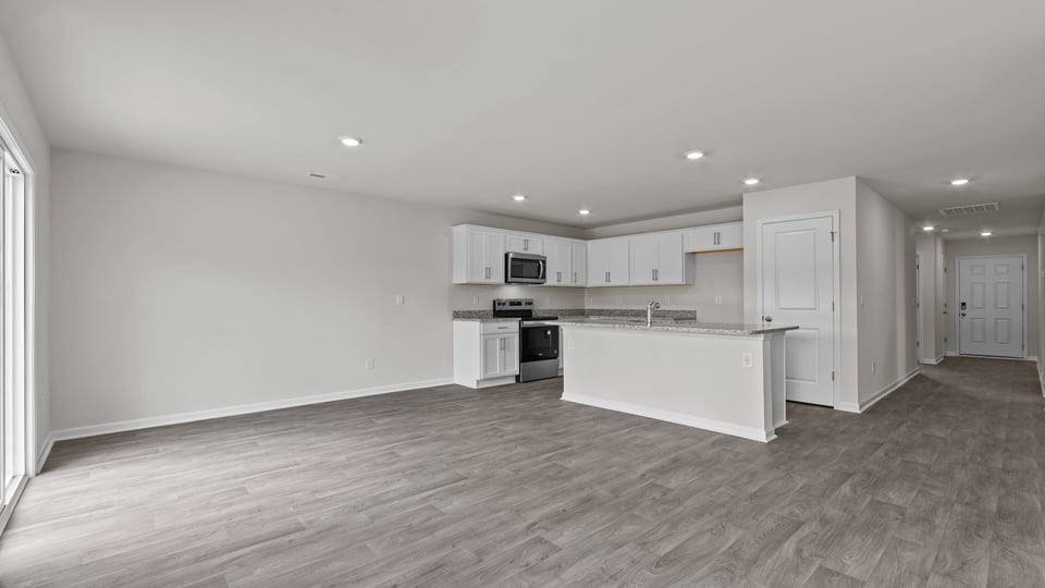 living room and partial kitchen view