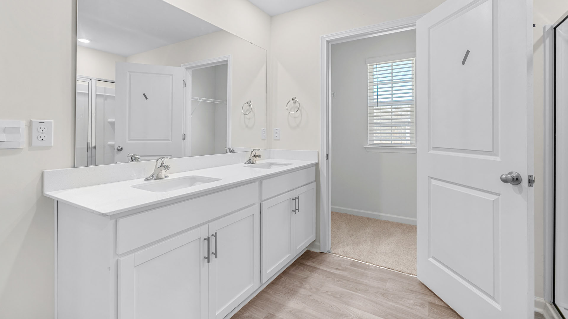 primary bathroom with double sinks